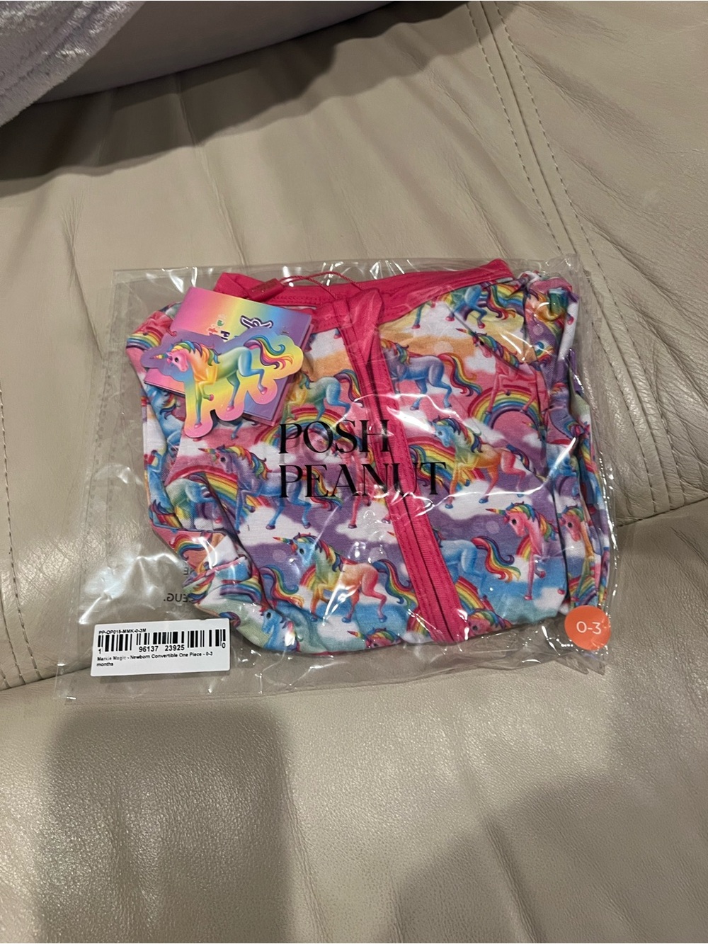 Posh Peanut Markie Magic Lisa Frank Pink Unicorn Zip-Front One-Piece Convertible